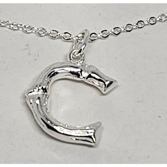 Silver Plated 'C' Initial Pendant Necklace Chic Stylish Fashion Shiny Trendy NWT - Picture 2 of 10